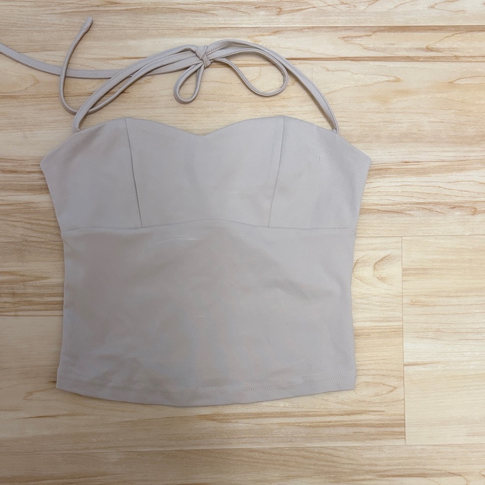 Edikted Cream Halter Crop Top